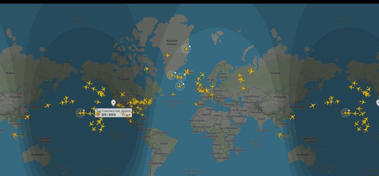 Flights Tracker at The San Francisco International Airport SFO