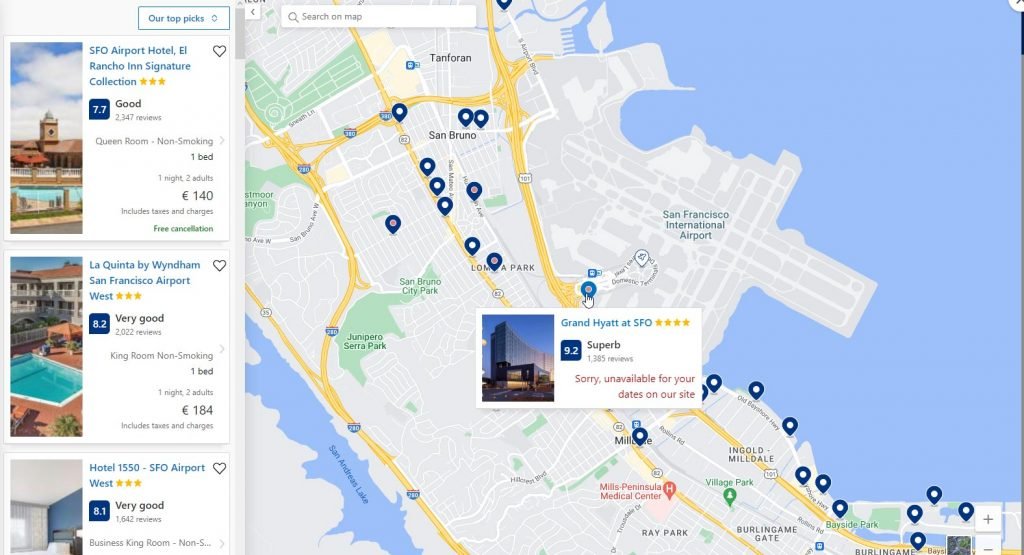 does san francisco international airport have a hotel