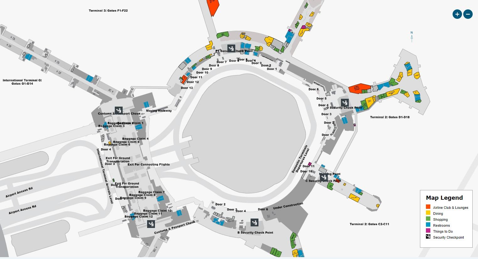 San Francisco International Airport Terminals Map 